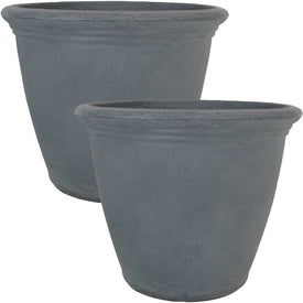 Anjelica 20" Outdoor Flower Pot Planters Set of 2 - Slate
