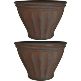 Charlotte 16" Outdoor Flower Pot Planters Set of 2 - Rust