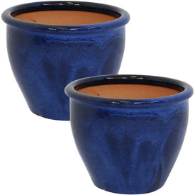 Chalet 12" Ceramic Indoor/Outdoor Planters Set of 2 - Imperial Blue