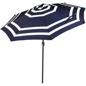 9' Striped Patio Umbrella with Push-Button Tilt and Crank - Navy Blue Stripe
