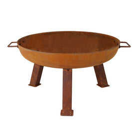 24" Small Cast Iron Wood-Burning Fire Pit Bowl - Rustic