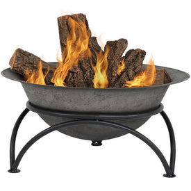 24" Small Cast Iron Wood-Burning Fire Pit Bowl - Dark Gray