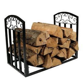 Designer 2' Heavy-Duty Firewood Log Rack/Wood Storage Holder - Black