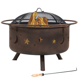 Cosmic 30" Fire Pit with Cooking Grill and Spark Screen