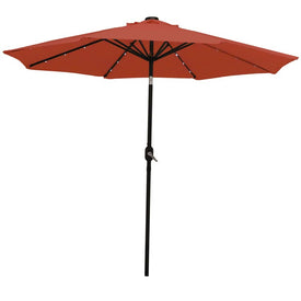 9' Patio Umbrella with Tilt, Crank, and Solar-Powered LED Lights - Burnt Orange