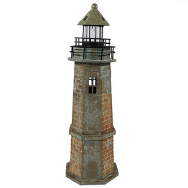 35" Solar-Powered LED Lighthouse Statue Outdoor Decor
