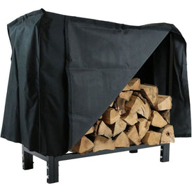 30" Indoor/Outdoor Black Steel Firewood Log Rack with Cover