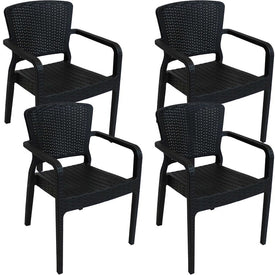 Segonia Indoor/Outdoor Plastic Stacking Armchairs Set of 4 - Black