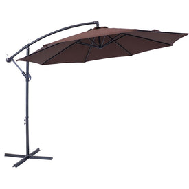 10' Offset Cantilever Patio Umbrella with Steel Pole and Crank - Brown