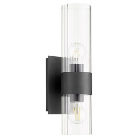 Two-Light Wall Sconce with Clear Fluted Glass Shades