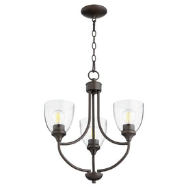 Enclave Three-Light Chandelier with Clear Seeded Glass Shades