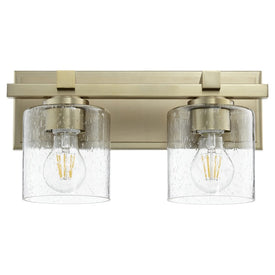 Signature Cylinder Two-Light Bathroom Vanity Fixture with Clear Seeded Glass Shades