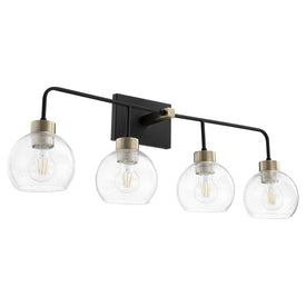 Lacy Four-Light Bathroom Wall Sconce with Clear Seeded Glass Shades
