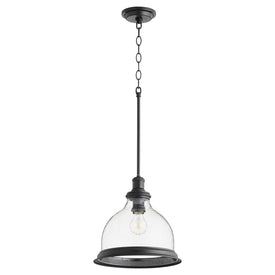 Single-Light Pendant with Clear Seeded Glass Shade