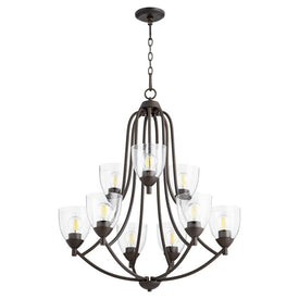 Barkley Nine-Light Chandelier with Clear Seeded Glass Shades