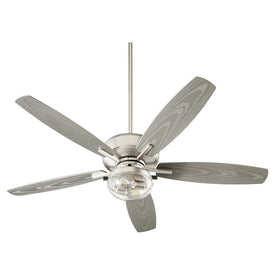 Breeze 52" Five-Blade Two-Light Indoor/Outdoor Patio Ceiling Fan with Clear Seeded Glass Dome Shade