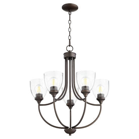 Enclave Five-Light Chandelier with Clear Seeded Glass Shades