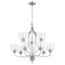 Jardin Nine-Light Chandelier with Clear Seeded Glass Shades