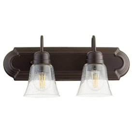 Traditional Two-Light Bathroom Vanity Fixture with Clear Seeded Glass Shades