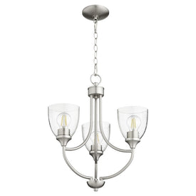 Enclave Three-Light Chandelier with Clear Seeded Glass Shades