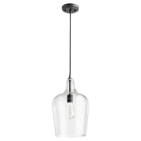 10" Single-Light Pendant with Clear Hammered Glass Shade