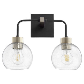 Lacy Two-Light Bathroom Wall Sconce with Clear Seeded Glass Shades