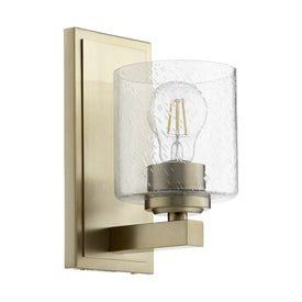 Signature Cylinder Single-Light Bathroom Wall Sconce with Clear Seeded Glass Shade