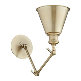 Single-Light Adjustable Swing Arm Wall Sconce with Metal Cone Shade