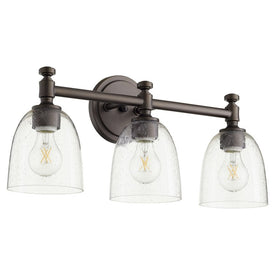 Rossington Three-Light Bathroom Vanity Fixture with Clear Seeded Glass Shades