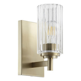 Transitional Single-Light Bathroom Wall Sconce with Clear Fluted Glass Shade