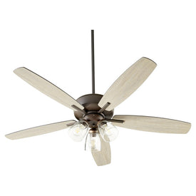 Breeze 52" Five-Blade Three-Light Ceiling Fan with Clear Seeded Glass Shades