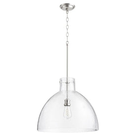 Single-Light Pendant with Clear Seeded Glass Dome Shade