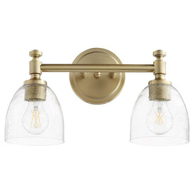Rossington Two-Light Bathroom Vanity Fixture with Clear Seeded Glass Shades
