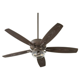 Breeze 52" Five-Blade Two-Light Indoor/Outdoor Patio Ceiling Fan with Clear Seeded Glass Dome Shade