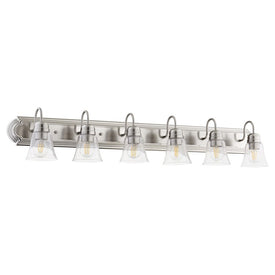 Traditional Six-Light Bathroom Vanity Fixture with Clear Seeded Glass Shades