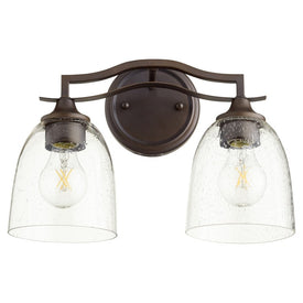 Jardin Two-Light Bathroom Vanity Fixture with Clear Seeded Glass Shades