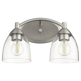 Barkley Two-Light Bathroom Vanity Fixture with Clear Seeded Glass Shades