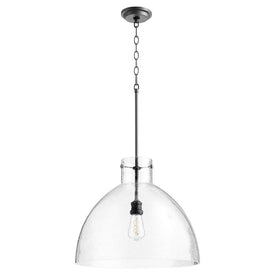 Single-Light Pendant with Clear Seeded Glass Dome Shade