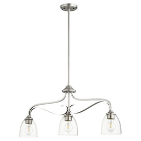 Jardin Three-Light Linear Pendant with Clear Seeded Glass Shades