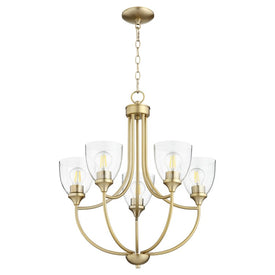 Enclave Five-Light Chandelier with Clear Seeded Glass Shades