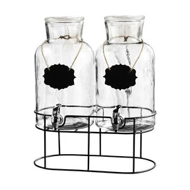 Sierra Chalkboard Dispensers with Glass Lid and Stand Set of 2
