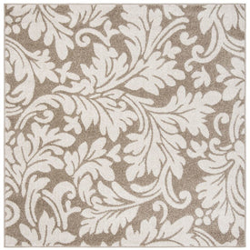 Rug Indoor/Outdoor 5' x 5' Wheat/Beige Square Polypropylene/Fibrillated Polypropylene/Latex/Poly-Cotton AMT425S
