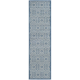 Rug Indoor/Outdoor 2'3" x 8' Cream/Light Blue Rectangular Polypropylene/Polyester COT941K