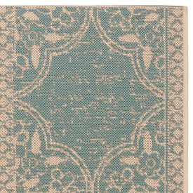 Rug Indoor/Outdoor 4' x 6' Cream/Aqua Rectangular Polypropylene LND174L