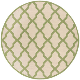 Rug Indoor/Outdoor 6'7" x 6'7" Cream/Olive Round Polypropylene LND122V