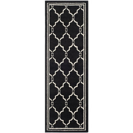 Rug Indoor/Outdoor 2'3" x 7' Anthracite/Ivory Rectangular Polypropylene/Fibrillated Polypropylene/Latex/Poly-Cotton AMT414G