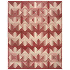 Rug Indoor/Outdoor 9' x 12' Red/Cream Rectangular Polypropylene LND173Q