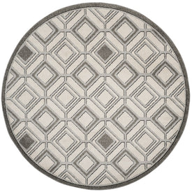 Rug Indoor/Outdoor 7' x 7' Ivory/Light Gray Round Polypropylene/Fibrillated Polypropylene/Latex/Poly-Cotton AMT433E