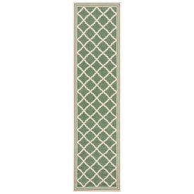 Rug Indoor/Outdoor 2' x 8' Green/Cream Rectangular Polypropylene LND121Y