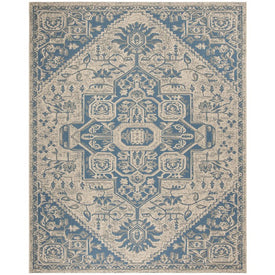 Rug Indoor/Outdoor 9' x 12' Blue/Cream Rectangular Polypropylene LND138M